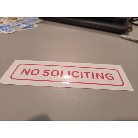 No Soliciting Sign Waterproof Vinyl Decal Sticker Door Window Wall (2 Pack) - Picture 4 of 4